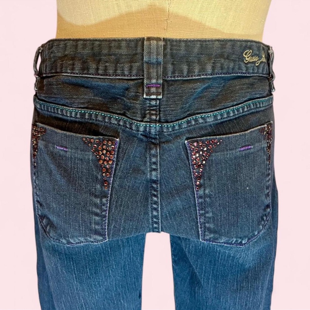 💙Guess Embellished Low Rise Dark Wash Straight Leg Jeans 💖💜